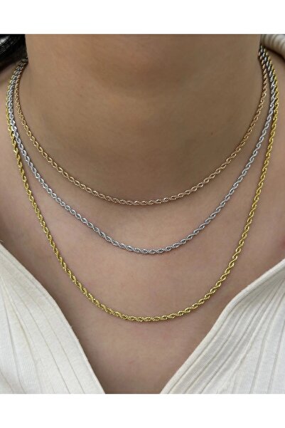 FAMEMUS ACCESSORY Multicolored Rope Chain Steel Necklace Set
