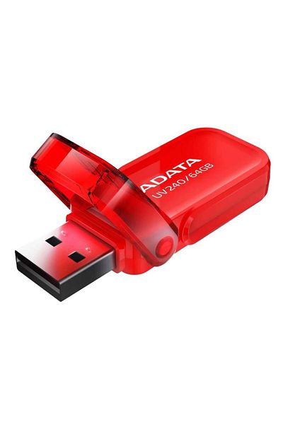 Adata Usb Stick Uv240, 64g, Usb 2.0, Flip Cover, Red