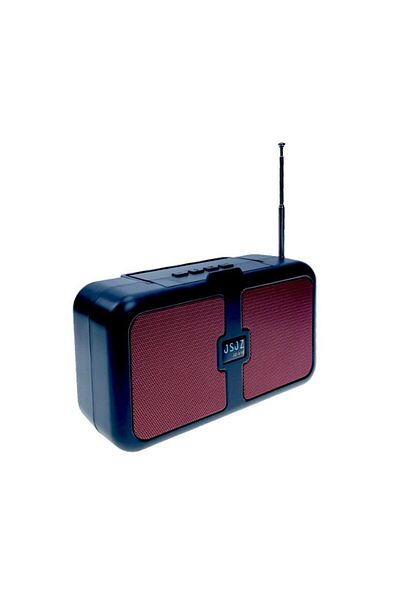 JSJZ Portable radio speaker, solar and electric charging, Bluetooth, USB, Card Reader red