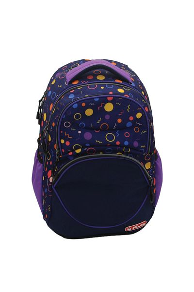 Herlitz Zipper Cube Backpack, Ergonomic, Spacious, Water Resistant, Recycled Polyester, Patterns