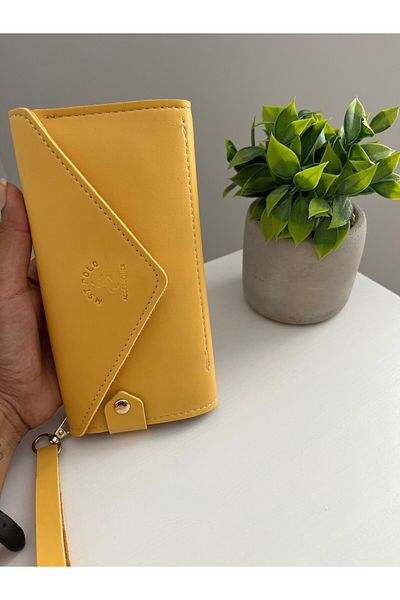 ESNEVA Yellow Color Envelope Model Women's Wallet with Phone and Coin Compartment