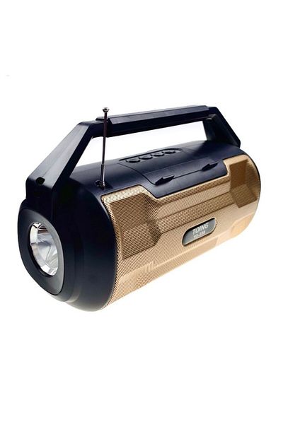 TOING Portable bass speaker with flashlight, solar and electric charging, gold