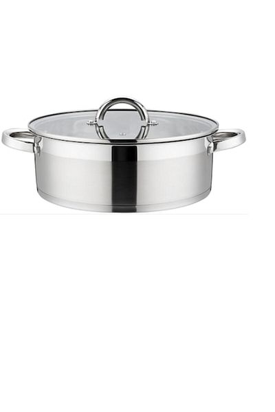 OEM Stainless Steel Low Pot with Glass Lid, 28 cm, 6 L, Grunberg GR4119