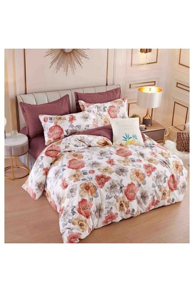OEM Elegant Double Bed Linen Set with 6 Pieces, Fine Cotton