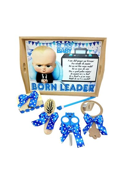 OEM Set tray 6 pieces for hair cutting ceremony, personalized Baby Boss