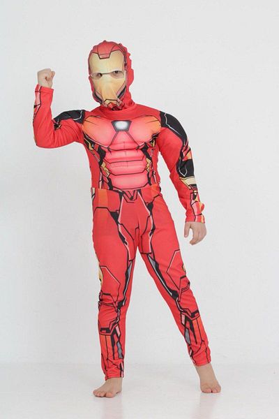 MODA Children's Costume Iron Man Kids Costume – 3-10 Years Old Superhero Jumpsuit and Mask Set