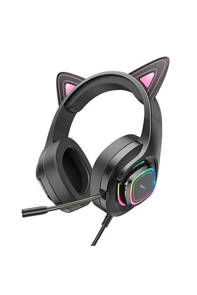 Dali Wired Headphones with Cat Ears, Gaming, Microphone, 3.5mm Jack, Multicolor LEDs, W107, 2m Cable Leng