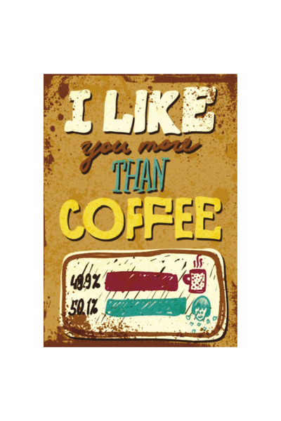 Komut Σε αρέσεις περισσότερο από τον καφέ - Ξύλινη ρετρό αφίσα με γραπτό μήνυ...