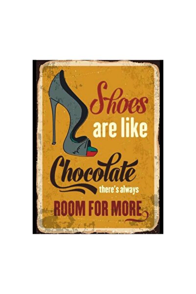 Komut Ρετρό ξύλινη αφίσα με θέμα τα παπούτσια και τη σοκολάτα |   Βίντατζ Γυν...