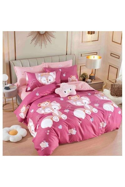 OEM Elegant Double Bed Linen Set, 6 Pieces, Cotton Finet, Elastic Sheet 180x200cm, 4 Pillow Cases, Duvet