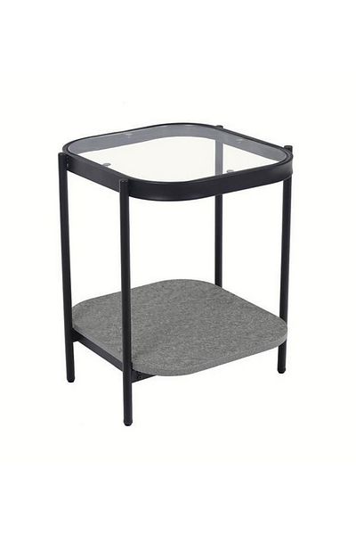 private house Set of 2 single-serve tables with a glass top and gray wood