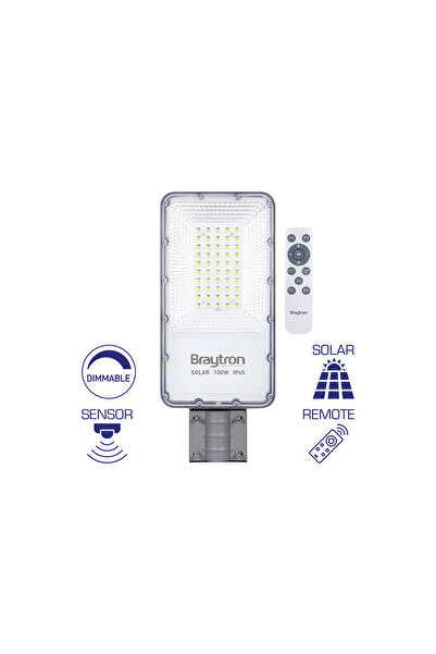 Braytron LAMPA STRADALA CU LED ST02, SOLAR+SENZOR+TELECOMND, DIM, P:100W, C:5...