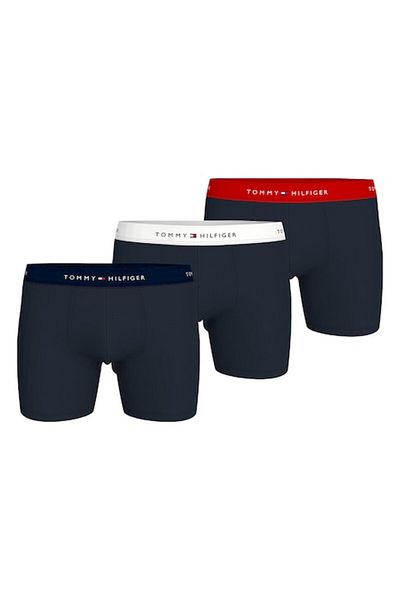 Tommy Hilfiger - Set de boxeri cu bandă la talie cu logo - 3 perechi, Alb, Albastru Ultramarin, Mărime S