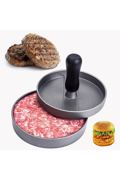RABY Non-stick hamburger press, Ergonomic removable handle, Aluminum alloy, 11.9 x 1.8 cm,