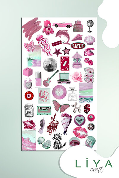 LiyaCraft Pink Pembe Temalı Sticker Planner Ajanda Bullet Journal Için Uygun Set