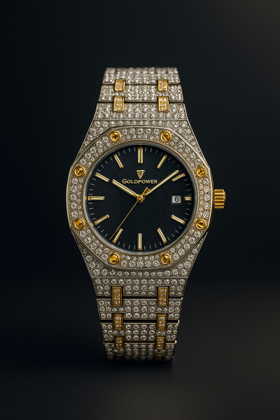 Goldpower ساعة يد نسائية من المعدن الحجري