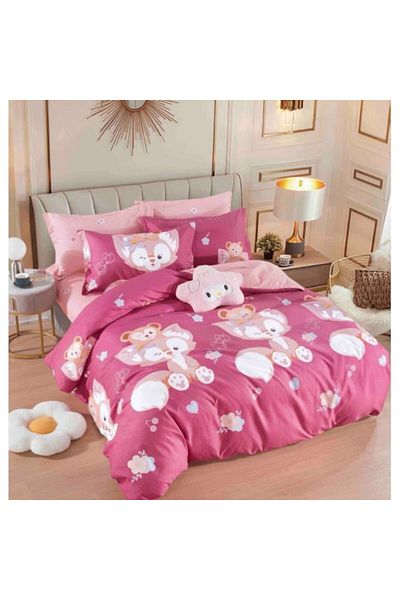 OEM Elegant Double Bed Linen Set, 6 Pieces, Cotton Finet, Elastic Sheet 180x200cm, 4 Pillow Cases, Duvet