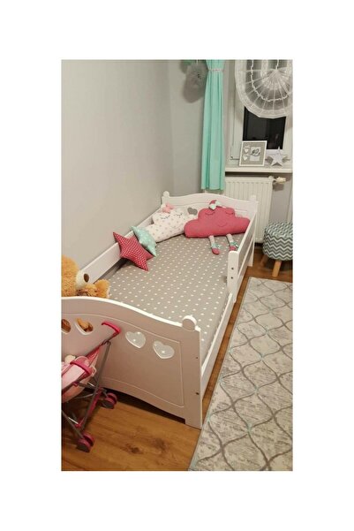 Nichiduta Pat din lemn cu protectie laterala Laura 140x80 cm Alb