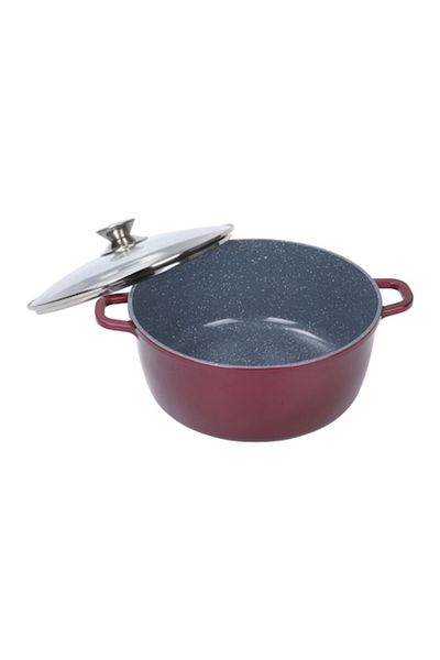 OEM Cratita tip Tuci din Aluminiu cu interior teflon marmorat 2.5 Litri, 20 cm, Capac sticla