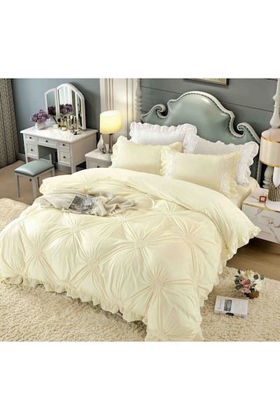 OEM Luxury 4-piece Bed Linen Set with Embroidered Hearts, MS STAR