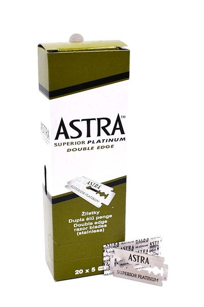 Astra Platinum Double Edge Safety Razor Blades - 100 Blades (20 X 5) For A Smooth Shave