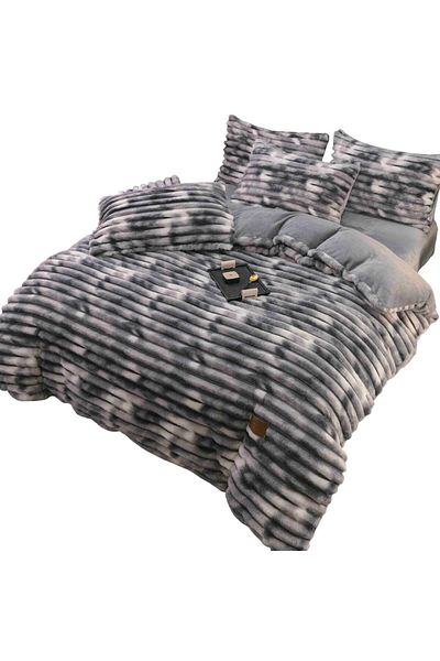 OEM Double Bed Linen with Elastic Artificial Rabbit Fur Velvet, 4 Pieces, MS STAR
