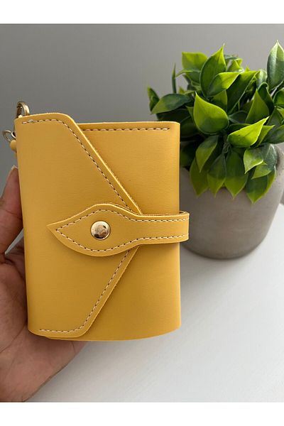 ESNEVA Yellow Color Mini Multi-Eye Coin Compartment Envelope Model Women's Wallet