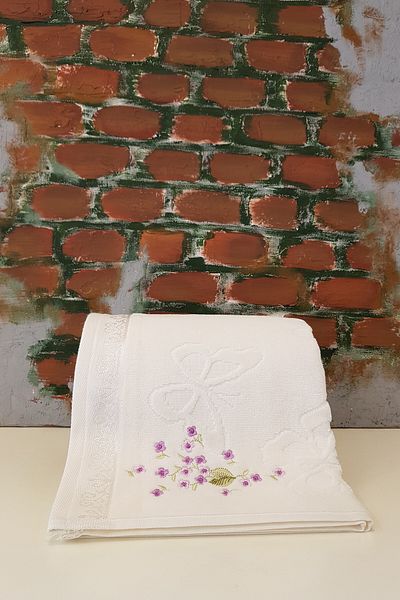 Özdilek Jasmin Embroidered 4-Piece Towel - Cream