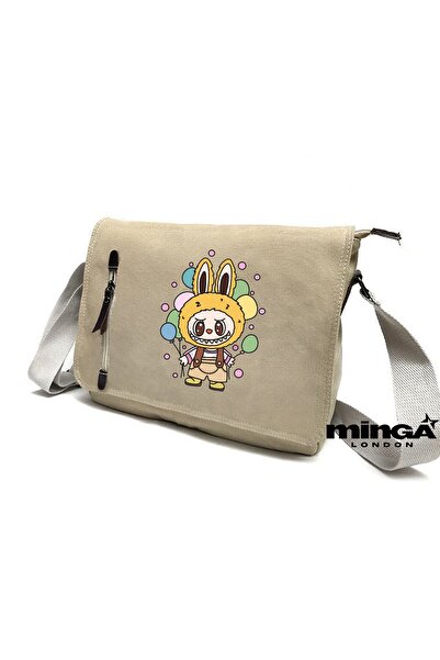 Minga London Beige Labubu Balloon Printed Postman for School, Course, Tutorin...