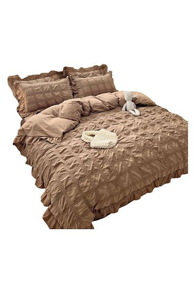 OEM Double Bed Creponated Linen, Cotton 6 Pieces for 2 People