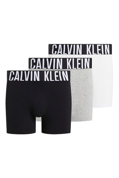 Calvin Klein Set of boxers with logo waistband - 3 pairs, White, Black, Light Grey, XL