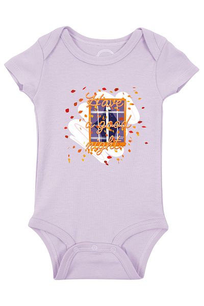 Mavipink Baby Cotton Good Night Printed Short Sleeve Bodysuit