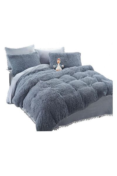 OEM Lenjerie de pat Cocolino Fluffy, Super Pufoasa din 6 Piese, MS STAR, Gri petrol