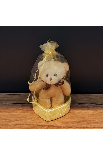 Wolawood Mini Plush Teddy Bear Keychain in Heart Gift Bag Soft Bag Accessory Surprise Gift