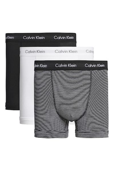 Calvin Klein Set de boxeri cu logo - 3 perechi, Negru, Alb optic, L