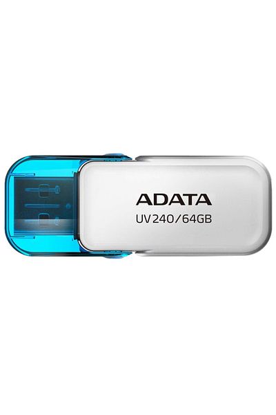 Adata Usb Stick Uv240, 64g, Usb 2.0, Flip Cover, White