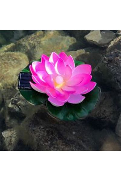 SERSIMO Lampa solara LED de gradina, plutitoare pe apa, floare de nufar roz, 18x18x6cm