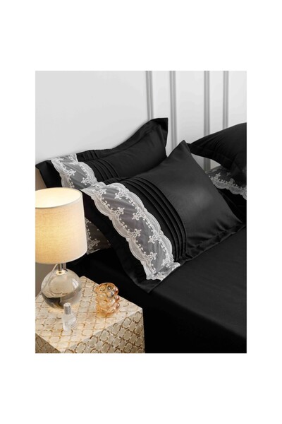 JOJO HOME Set Lenjerie de pat uni cu dantela si pliuri in forma de inima, Jojo Home, JFH12