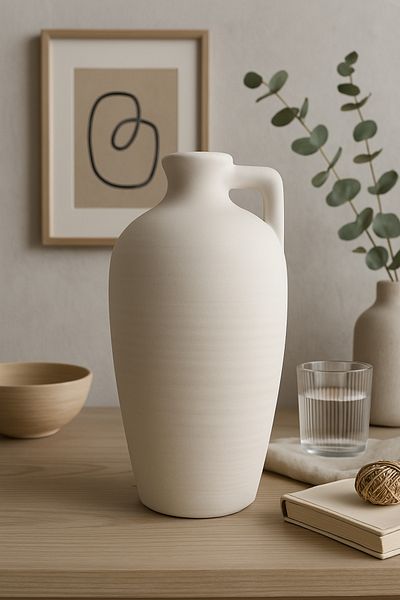 Lui Tasarım Cream Color Decorative XL Size Test Natural Textured Nordic Simplicity 32 cm
