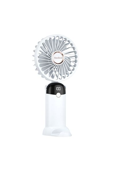 Redkid Ventilator ultraportabil, Redkid®, 3 în 1, portabil, pentru birou, pentru gât, 6 niveluri de viteză, pliabil, ecran LCD,