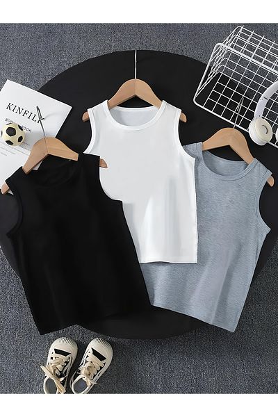 c.c.l. coccolin kids baby clup Boy's 3 Pack Sleeveless Oversize Basic T-Shirt
