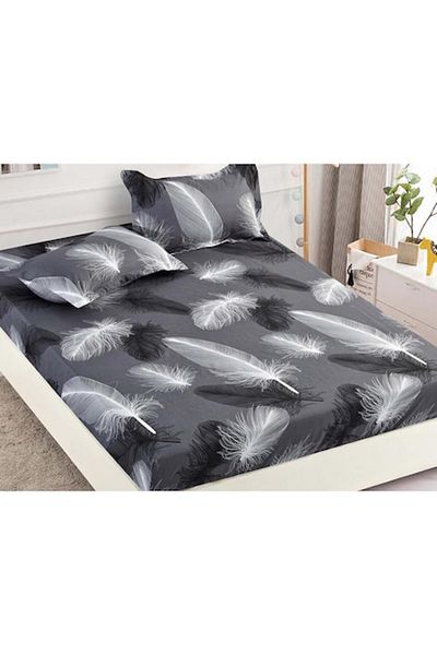 Dormy Set Cearsaf de pat cu elastic si 2 fete de perna, Dormy, Ferra, 90x200cm, Finet