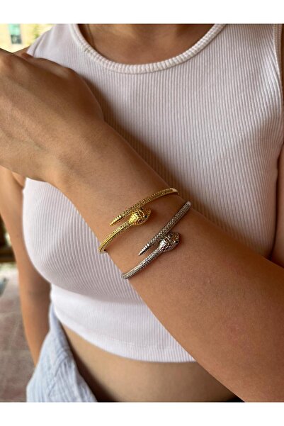 HİNESSA Yılan desen çelik paslanmaz kelepçe bileklik