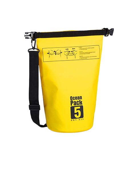 TECOS Rucsac impermeabil de tip drybag, Tecos, capacitate 5 L, galben, pentru activități de exterior
