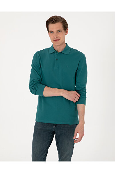 Pierre Cardin Emerald Slim Fit Anti-Curling Polo Collar Basic Pique Sweatshirt 50314048-Vr055