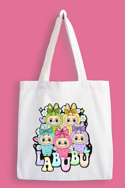 designedfy Labubu 2 Waterproof Printed Cloth Bag, Tote Bag