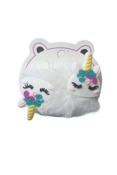 parti sürprizi Set de 2 agrafe de păr cu pene de unicorn floral de culoare albă