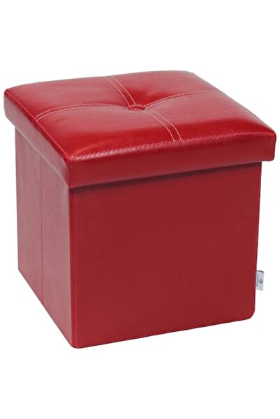 OEM Stool with storage space, Eco-leather, Foldable, 30x30x30cm, Red