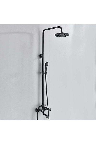 CasaVie Venice Shower Column, with round shower head and rain effect, matte black with bronze edges, 1400