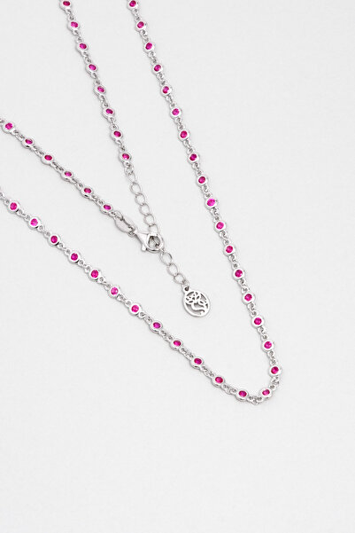 So CHIC... Lavinya 18 Ayar Beyaz Altın Kaplama 45 Cm Gümüş Kolye